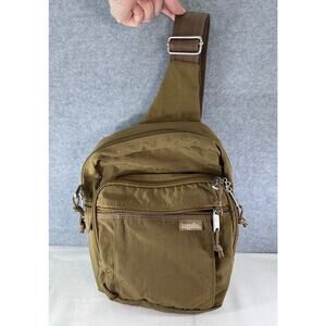 baggallini Medium Utility Army Green Travel Sling Crossbody Bag Cargo Nylon